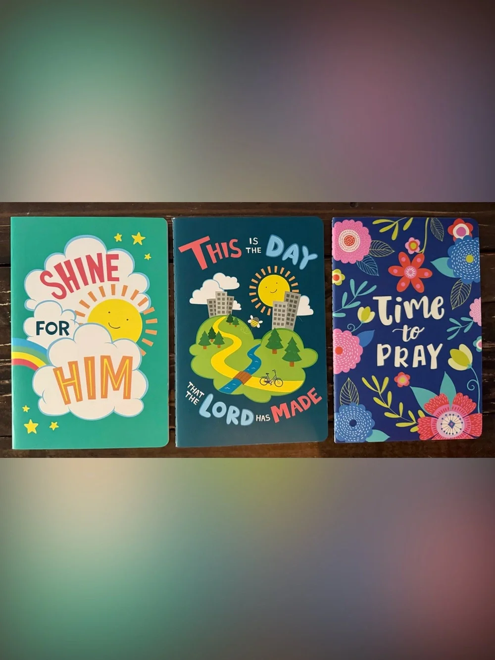 3 pc: Inspirational Religious Notebooks Teal, Turquoise & Navy Floral NEW